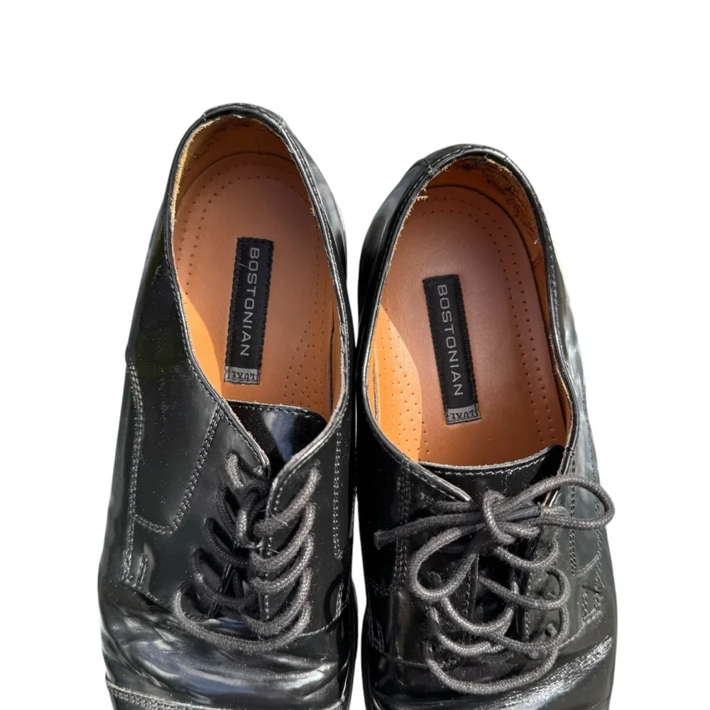 Bostonian Men's Classic Cap Toe Black Leather Dress Shoes Size 9.5
